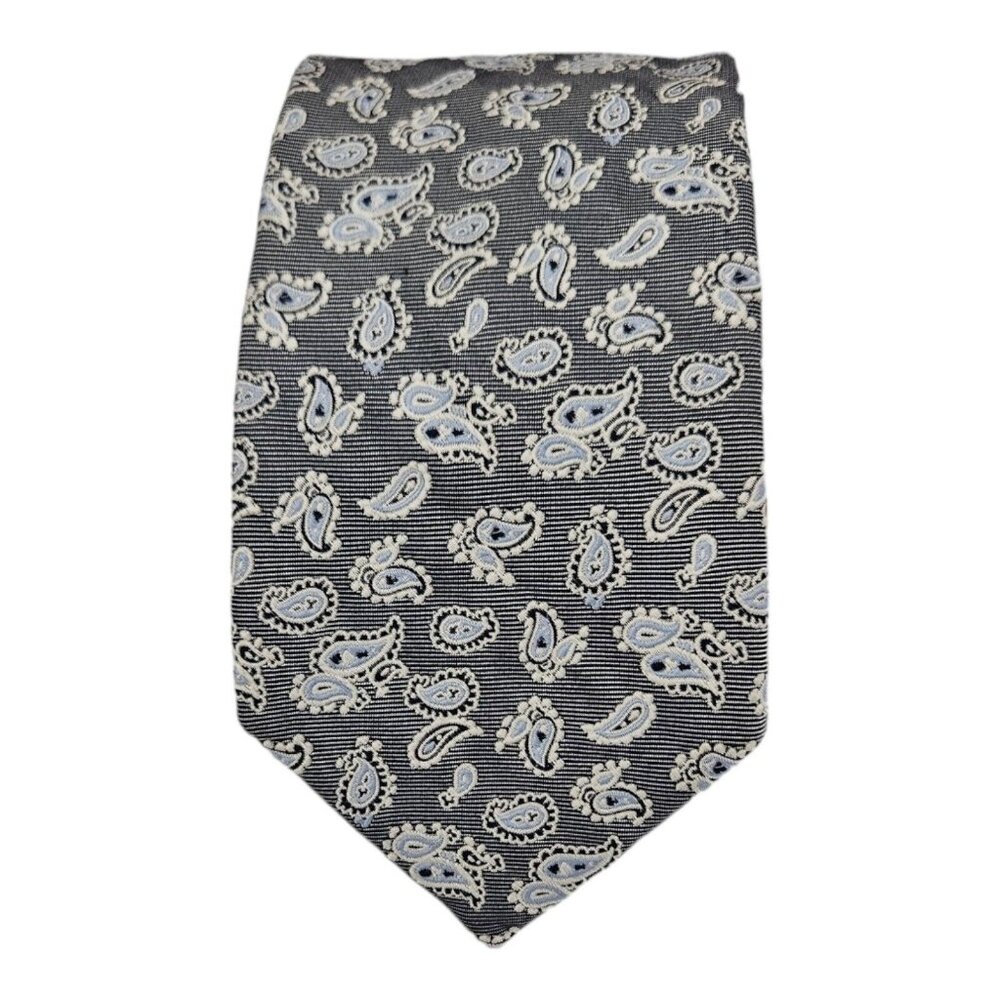 BREUER XL Gray Paisley Silk Tie HANDMADE ITALY 62"/ 3.2" EC